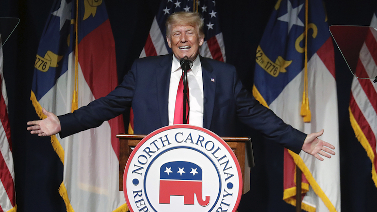 Former President Donald Trump speaks at the North Carolina Republican Convention in Greenville, N.C., on Saturday, June 5, 2021. (AP Photo/Chris Seward)