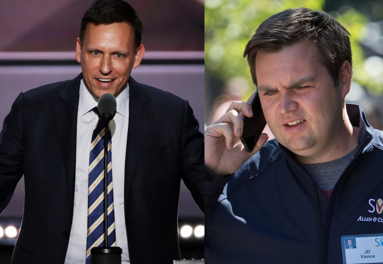 Billionaire Peter Thiel and former employee J.D. Vance